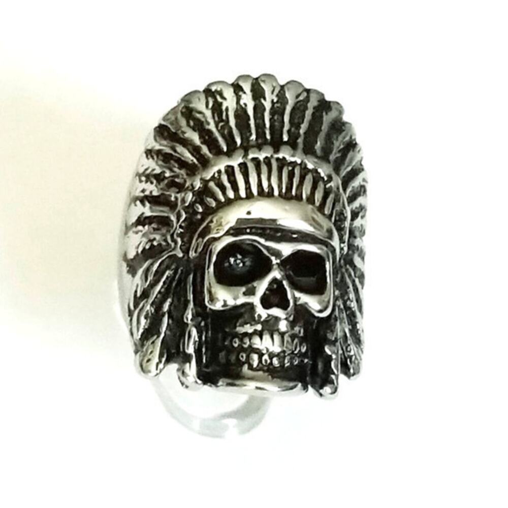 New316L stainless‎ steel tribal skull biker ring 12 men women